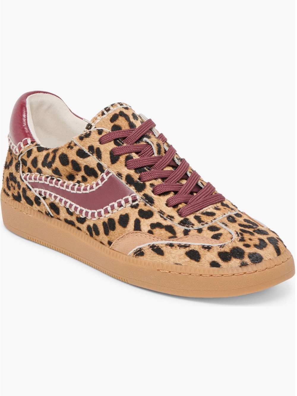 Dolce Vita Genuine Calf Hair Sneaker with Burgundy Trim